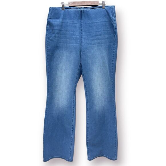 Soft Surroundings Pull On Bootcut Jeans Womens L Stretch Comfort Slimming - Picture 1 of 11